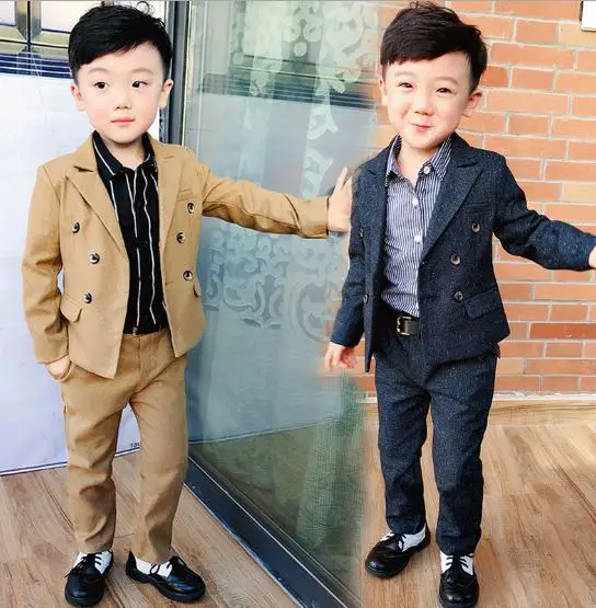 

Summer Brand Children Flower Boys Suits Kids Blazer Formal Dress Suit For Weddings Birthday Clothes Set Jackets Pants 2pcs/sets