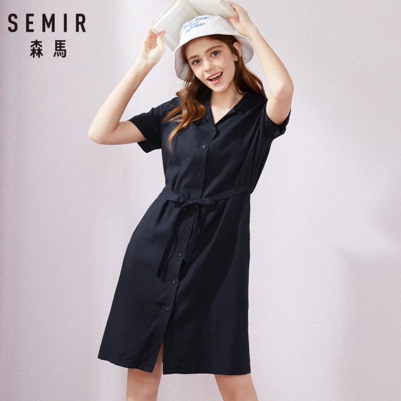 Женское льняное платье SEMIR вечерние облегающие Топы с коротким рукавом