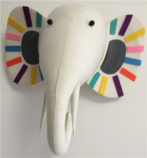 colorful elephant Плюшевые животные игрушка жираф слон Фламинго голова настенное крепление игрушки украшения спальни Войлок художественное оформление стены куклы фото реквизит - Цвет: colorful elephant
