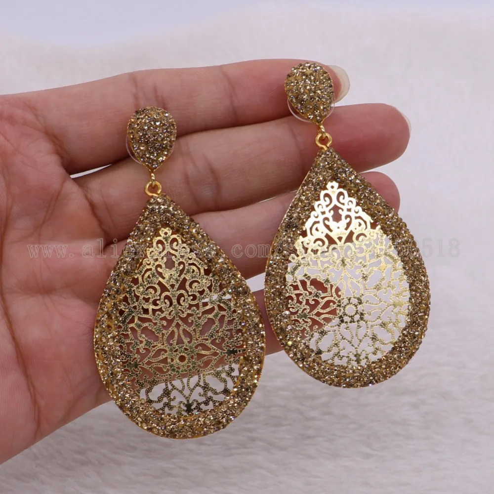 5 пар золотые серьги модные металлические полые с узором элегантные висячие