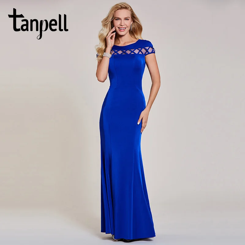 Tanpell, вечернее платье русалки, роскошное, темно-Королевское, синее, с рукавами-крылышками, длина до пола, женское платье для свадьбы, вечеринки, Формальное, вечернее платье es - Цвет: dark royal blue