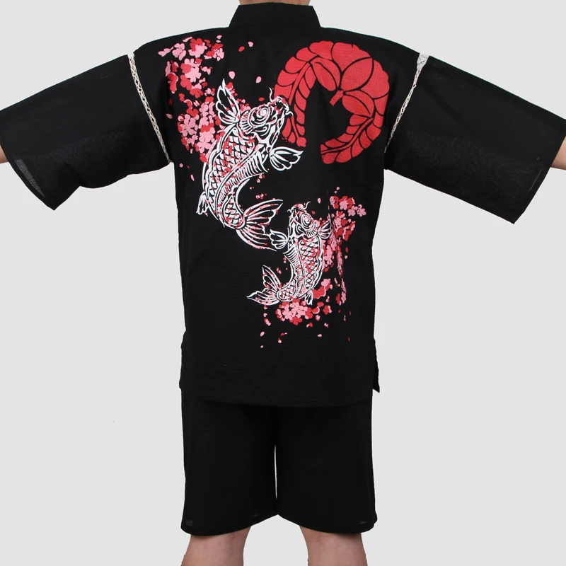 Традиционное японское кимоно с принтом карпа вишни мужские Seersuckers юката мужской