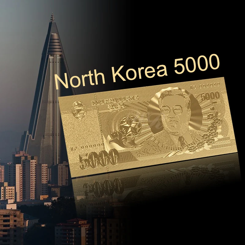 WR Золотая банкнота Северная Корея 5000 выигранная Азия банкнота позолоченная фольга поддельная коллекция денег креативный подарок
