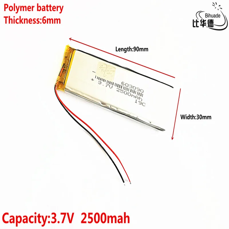 

Liter energy battery Good Qulity 3.7V,2500mAH,603090 Polymer lithium ion / Li-ion battery for TOY,POWER BANK,GPS,mp3,mp4