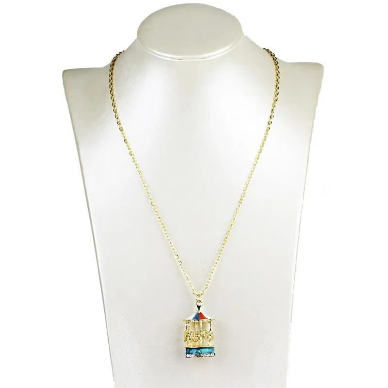2018 New Multicolor Crystal Carousel Pendant Necklace for Women Trendy Charm Choker Statement Party Jewelry Accessories | Украшения и