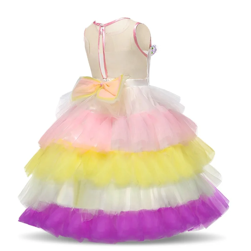 Floral Girls Unicorn Tutu Dress Pastel Rainbow Princess Birthday Party Children Kids Halloween Costume 4-10Y | Детская одежда и