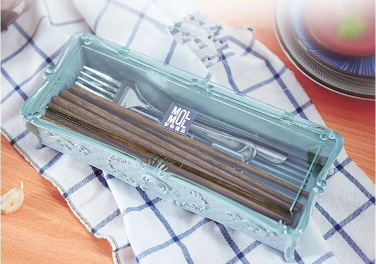 1PC Creative Rose Carved Kitchen Chopstick Storage Box Drainage Tableware Container Plastic Dust-proof Organizer OK 0829 | Дом и сад
