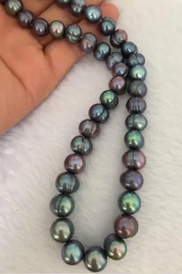 Ожерелье из черного и зеленого жемчуга в стиле барокко 9-10 мм 18 дюймов 925s |