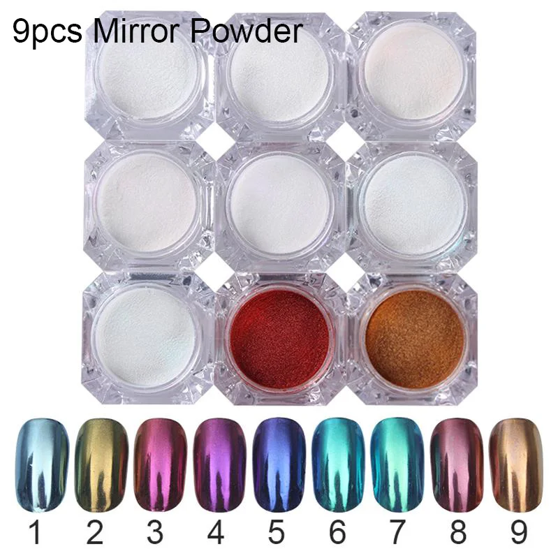 Set 4 BORN PRETTY 8 шт./компл. Bling Зеркало ногтей Блеск пудра Хамелеон великолепные Блестки для нейл Арта(искусство украшения ногтей) хром пигмент блестки - Цвет: Set 4