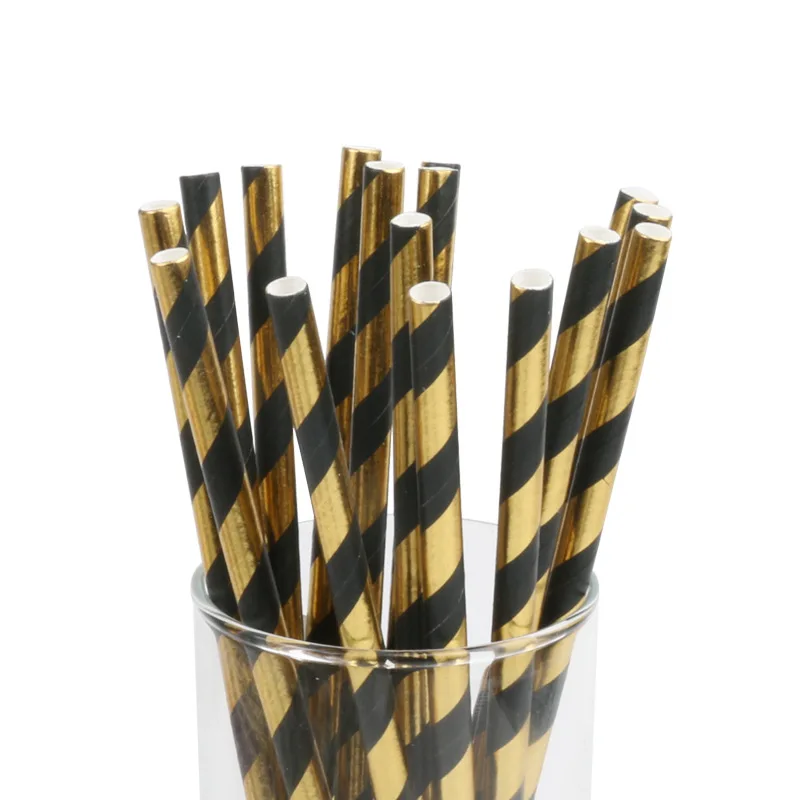 25 шт. синие золотые бумажные соломинки для детского душа свадебной вечеринки