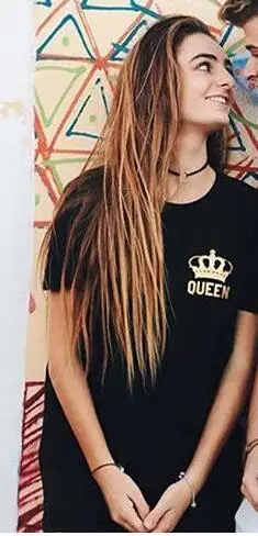queen shirt Подарок на день Святого Валентина, забавные парные футболки, одинаковые футболки с надписью «King And queen Love», топы, наряды, Poleras De Mujer Moda для него и нее - Цвет: queen shirt