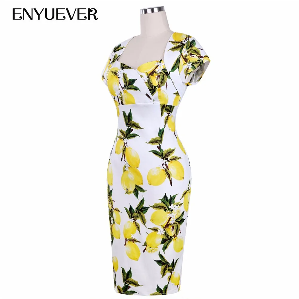 Enyuever Лето лимон платье 2019 женская одежда Vestidos повседневное свободное Винтаж