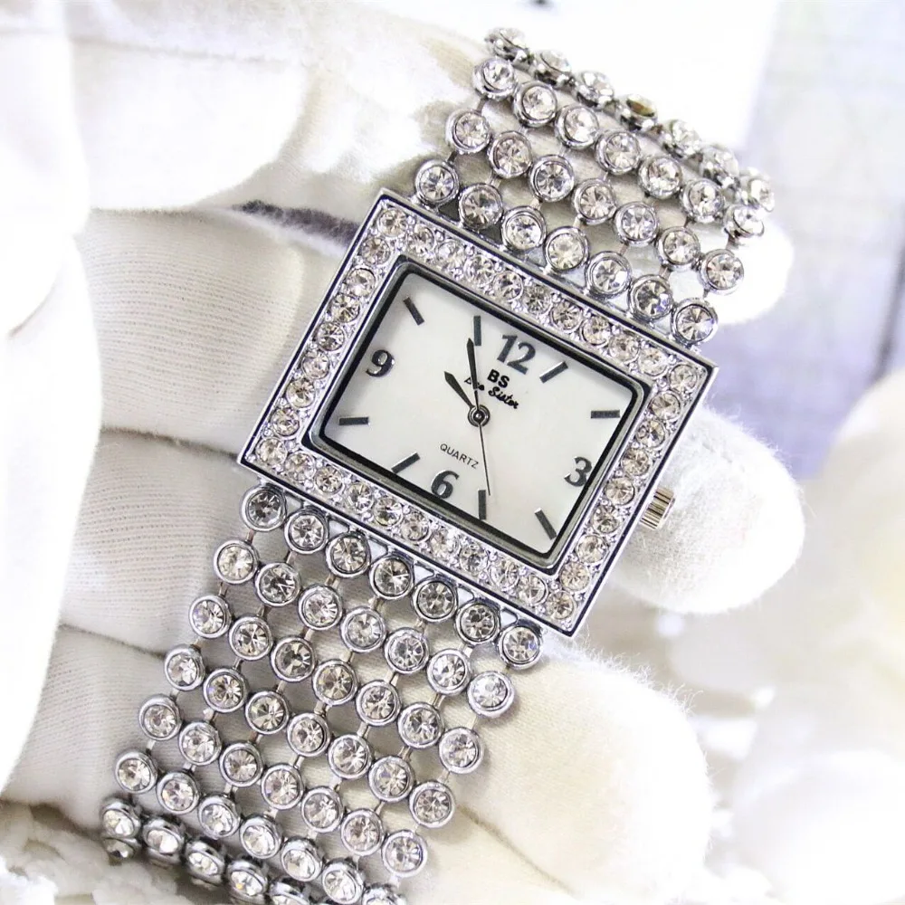 Классические женские часы BS Dress Стильные кварцевые наручные со стразами и