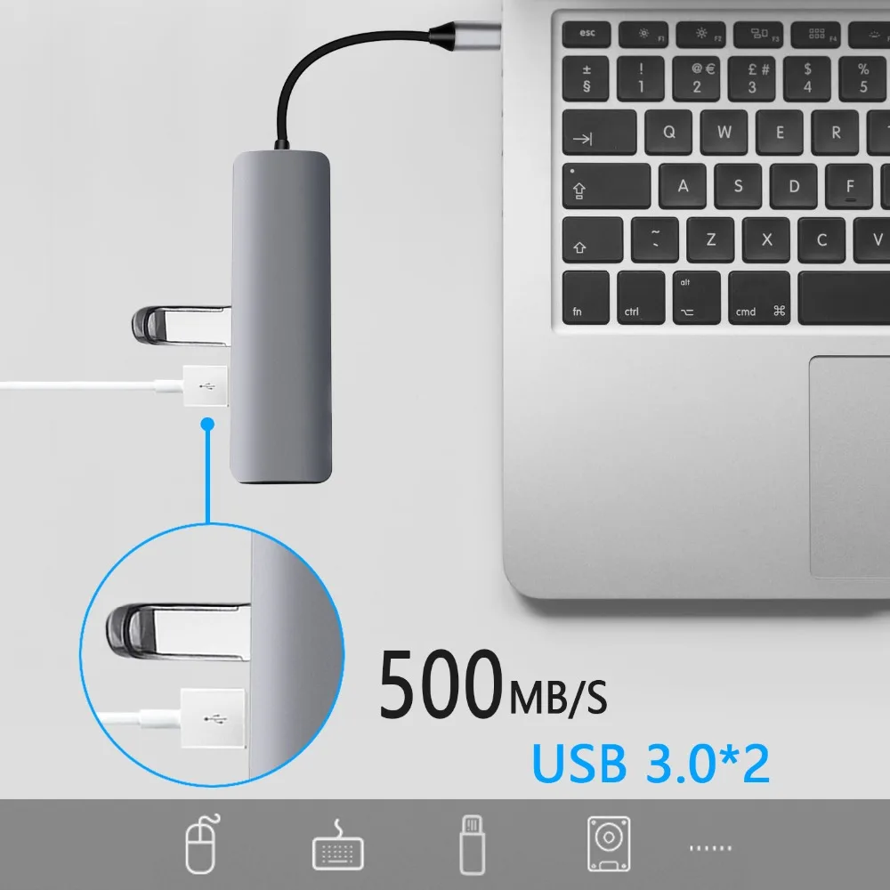 Док-Станция HDMI RJ45 Мощность доставки Тип usb C концентратора для ThinkPad Dell XPS 13 9360 9365 9370