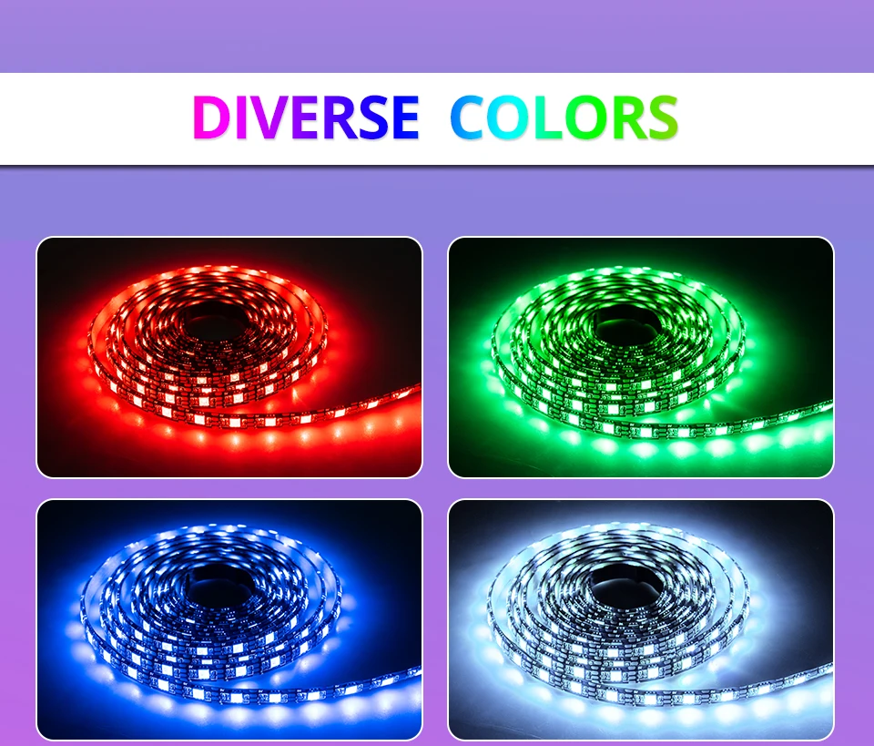 1 м 2 м 3 м 4 м 5 м RGB ночные светильники с Музыкальный датчик контроллер SMD 5050 60 светодиодов/м Диодная Светодиодная лента ТВ ПК подсветка экрана
