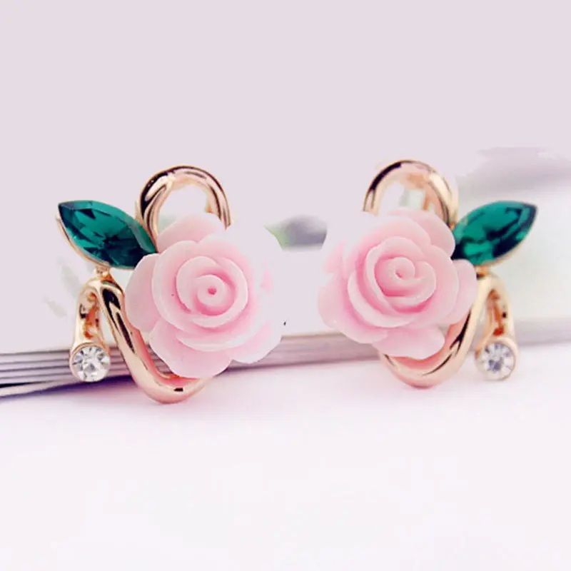 2017 новое поступление женские модные серьги гвоздики с розами со стразами дизайн