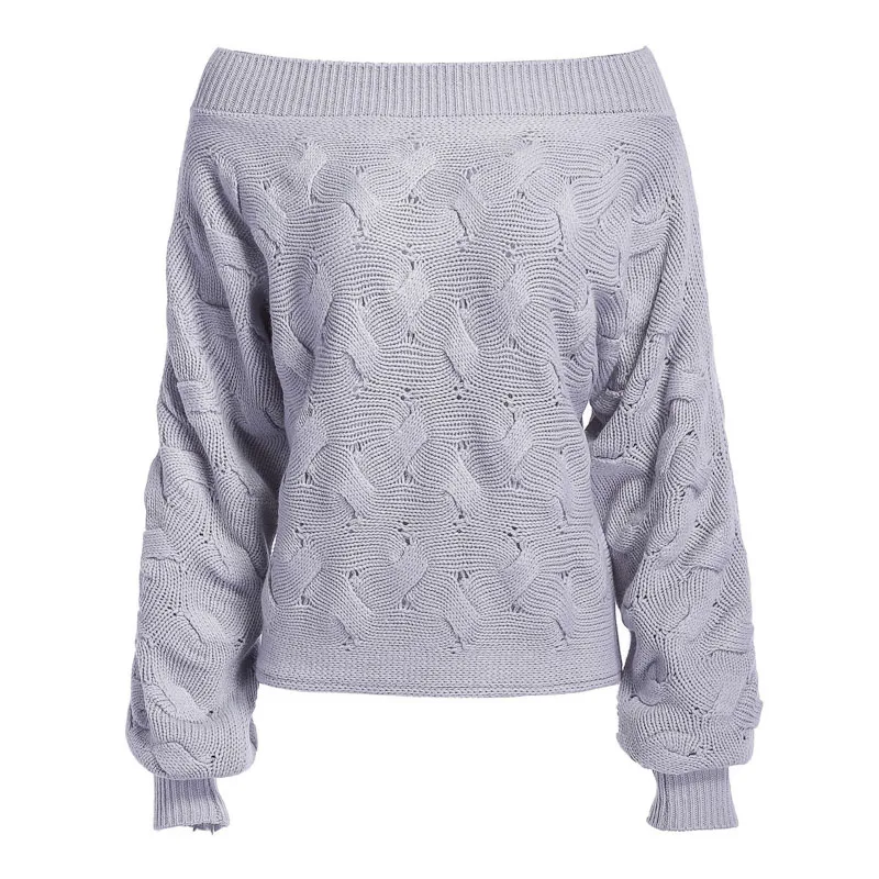 NLW трикотаж женские зимние свитера пуловеры вязаные топы с открытыми плечами