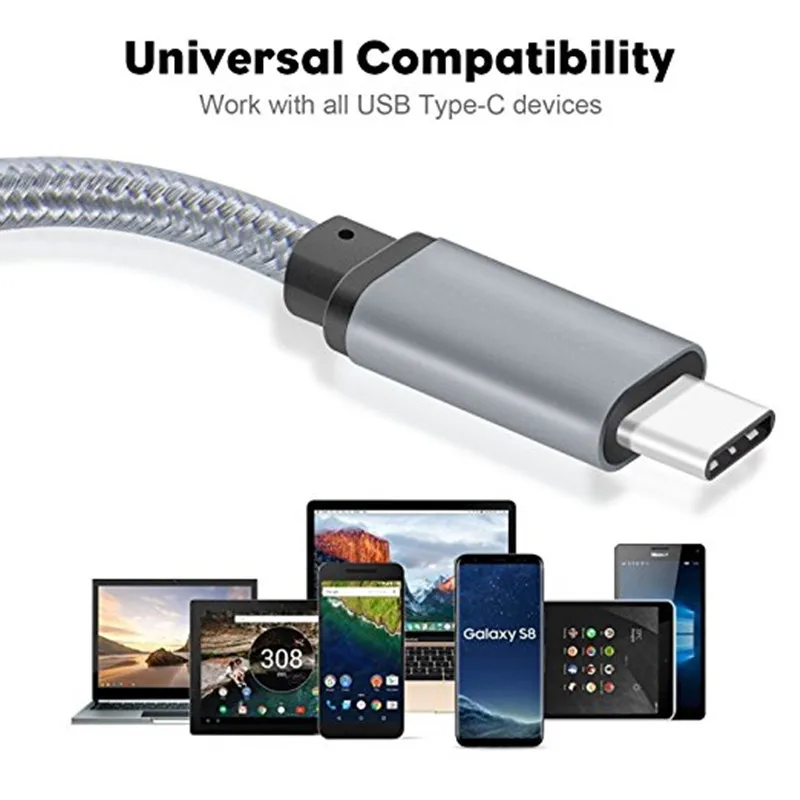 0 2 м/1 м/2 м плетеный нейлоновый Тип C USB 3 1 зарядное устройство для передачи данных