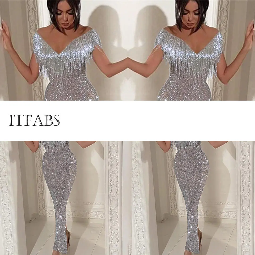 Retro Hot Women Sexy Bodycon Dress Off Shoulder Long Sleeve Cocktail Midi Bodycon Dress