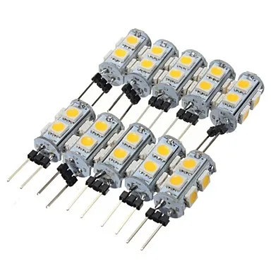 Светодиодный светильник HRSOD высокой яркости 10 шт. 1 3 Вт 9 5050SMD G4 с входом 12 В теплым