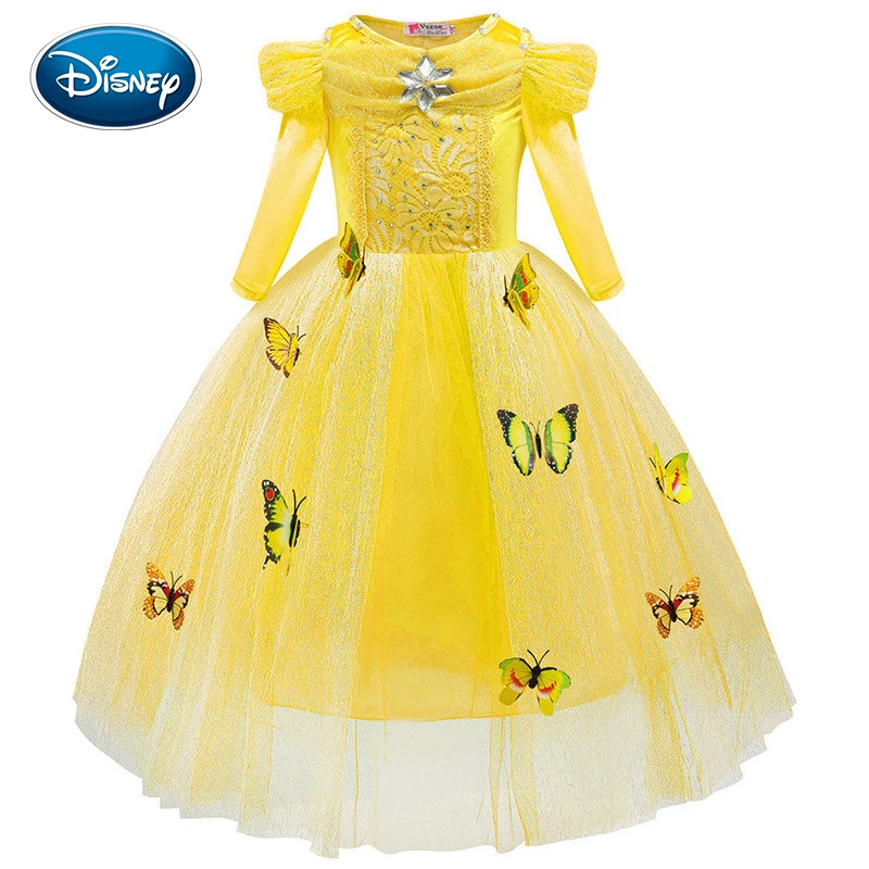 Disney Snow романтичное платье мультфильм сплошного цвета принцесса взрыв детское с