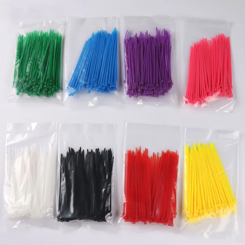 

Free Shipping 100 Pieces/Bag 3x100mm Self-Locking Plastic Cable Zip Loop Ties With One Color Nylon Cable Ties