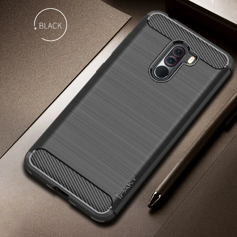 IPAKY Силиконовый противоударный чехол для телефона Xiaomi Pocophone F1 Poco F 1 PocoF1 Global 6 64/128 GB Xiomi бампер маленький - Цвет: Black