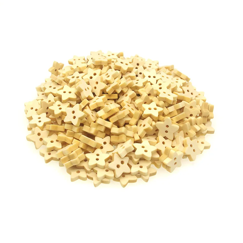 Блестящие деревянные пуговицы для шитья скрапбукинга звезды натурального цвета