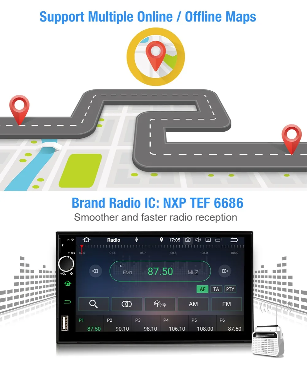 Тыква 2 Din 7 ''Android 8,0 Восьмиядерный 4G+ 32G Универсальный автомобильный Радио Аудио Стерео gps навигация автомобильный мультимедийный плеер без DVD