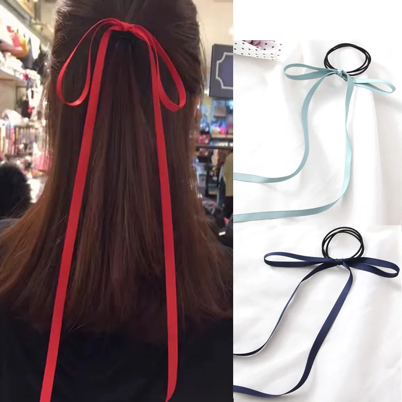 1 шт. распродажа милые цвета резинка для волос Длинная лента бант эластичные