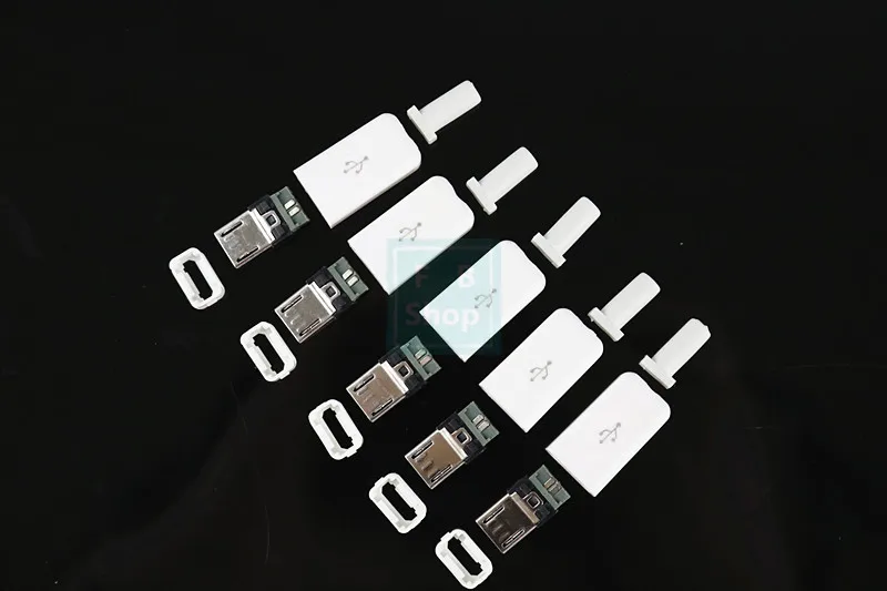 10 шт. 5 штырьков белый черный Micro USB штекер-коннектор зарядное устройство 5P