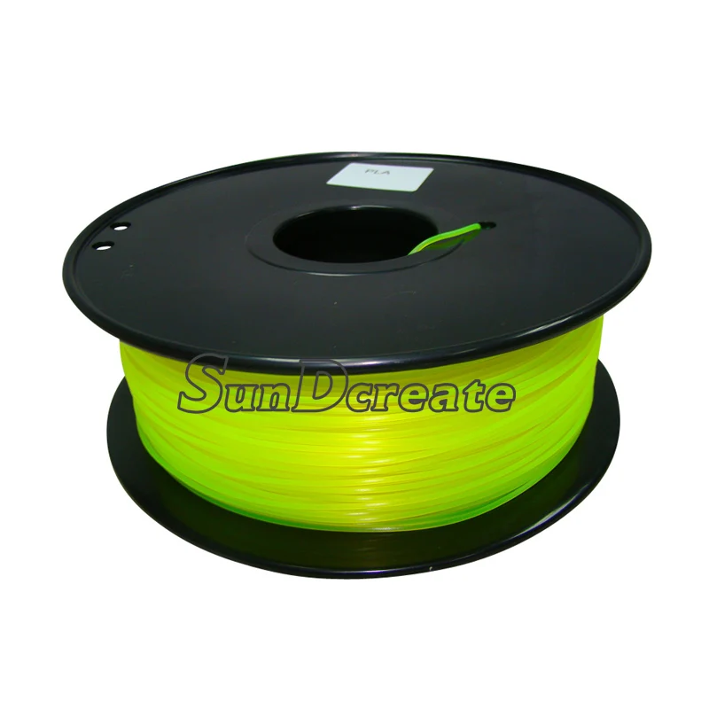 SunDcreate высокое качество бренд 3d принтер нити 1,75 1 кг PLA ABS углеродного волокна ТПУ PETG дерево металл пластик нити материалы - Цвет: PLA Fluo Yellow