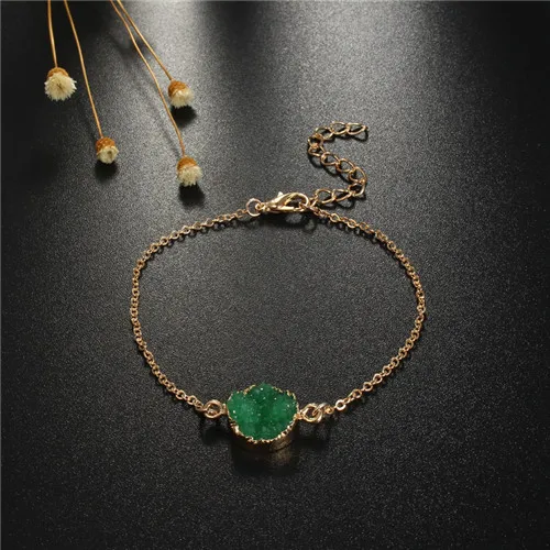 green Dayoff 1 шт. Европейский женский ювелирный Круглый браслет Druzy Drusy из полимерного камня браслеты-талисманы для женщин Рождественский подарок B778 - Окраска металла: green