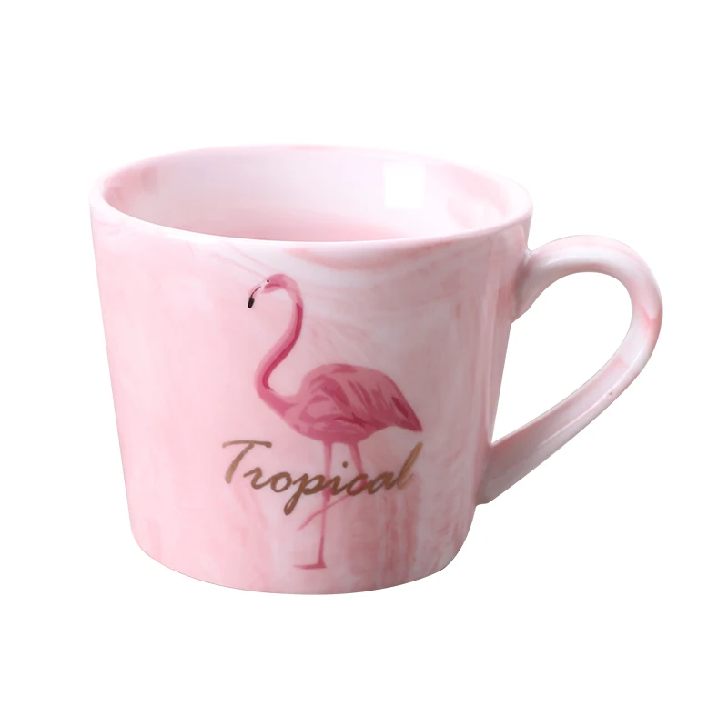 Керамическая розовая и синяя чашка с фламинго мраморные кружки для утренней