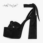 Arden Furtado 2022 летние золотые сандалии на массивном каблуке на платформе с узлом-бабочкой с открытым носком на высоком каблуке модная сексуальная женская обувь для вечеринки