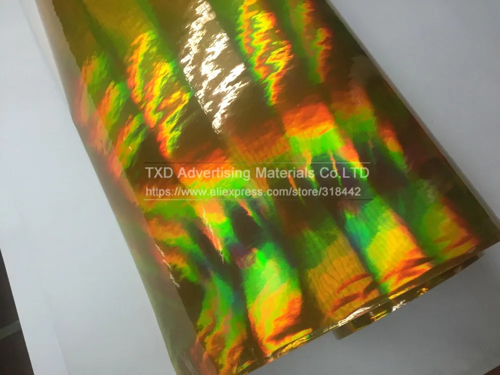 20X49CM/лот голографическая пленка с золотым хромом Радужная виниловая