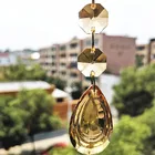 Оптовая цена, 22x86 мм, 12 шт, зеркальная люстра с двумя кристаллами 14 мм, восьмиугольные бусины от золотых колец