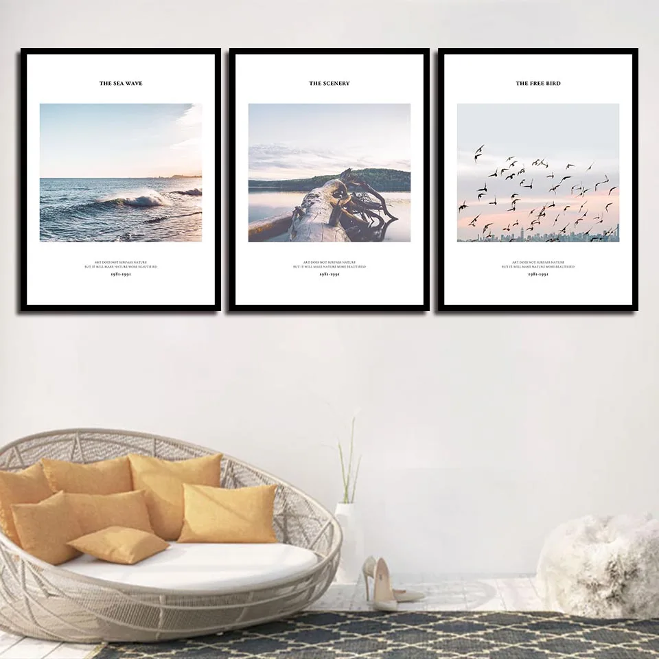 

Nordic Decoration Home Posters Flying Birds Seaview landscape Canvas Painting Hd Print Wall Art Picture for Living Room No Frame