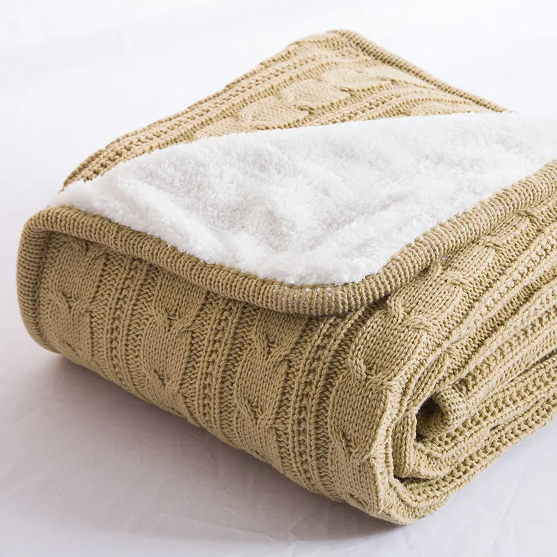 Зимнее теплое верблюжье вязаное шерстяное одеяло диван/покрывало удобное мягкое
