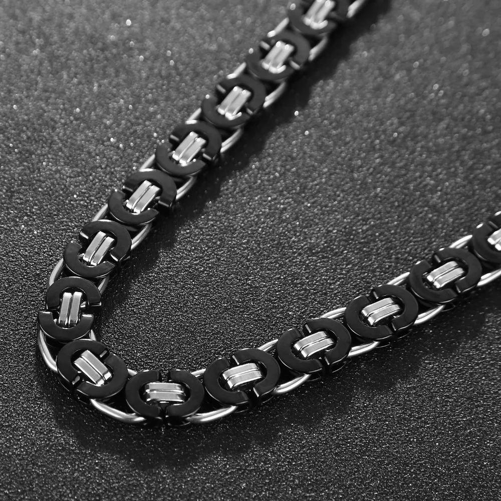 Высококачественная Черная Византийская цепочка из нержавеющей стали шириной 11