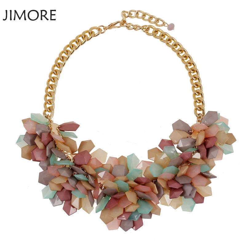 [JIMORE] Большой Цветок Заявление Ожерелье Преувеличены Желе Смолы Подвески Колье