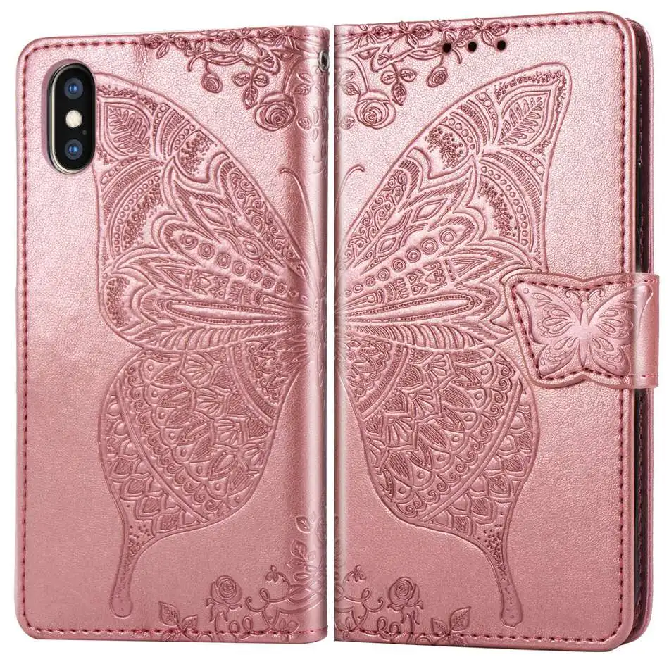 Rose gold Кожаный чехол-книжка для iPhone 11 Pro XS MAX XR X 8 7 6 6S Plus чехол-накладка чехол для телефона s для iPhone 8 Plus 11 Pro Max - Цвет: Rose gold