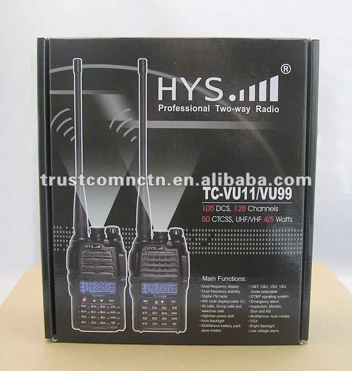 2 шт. HYS TC-VU11 Walkie Talkie радио двухдиапазонный VHF и UHF 136-174 мГц 400-480 1600 мАч (li-ion)