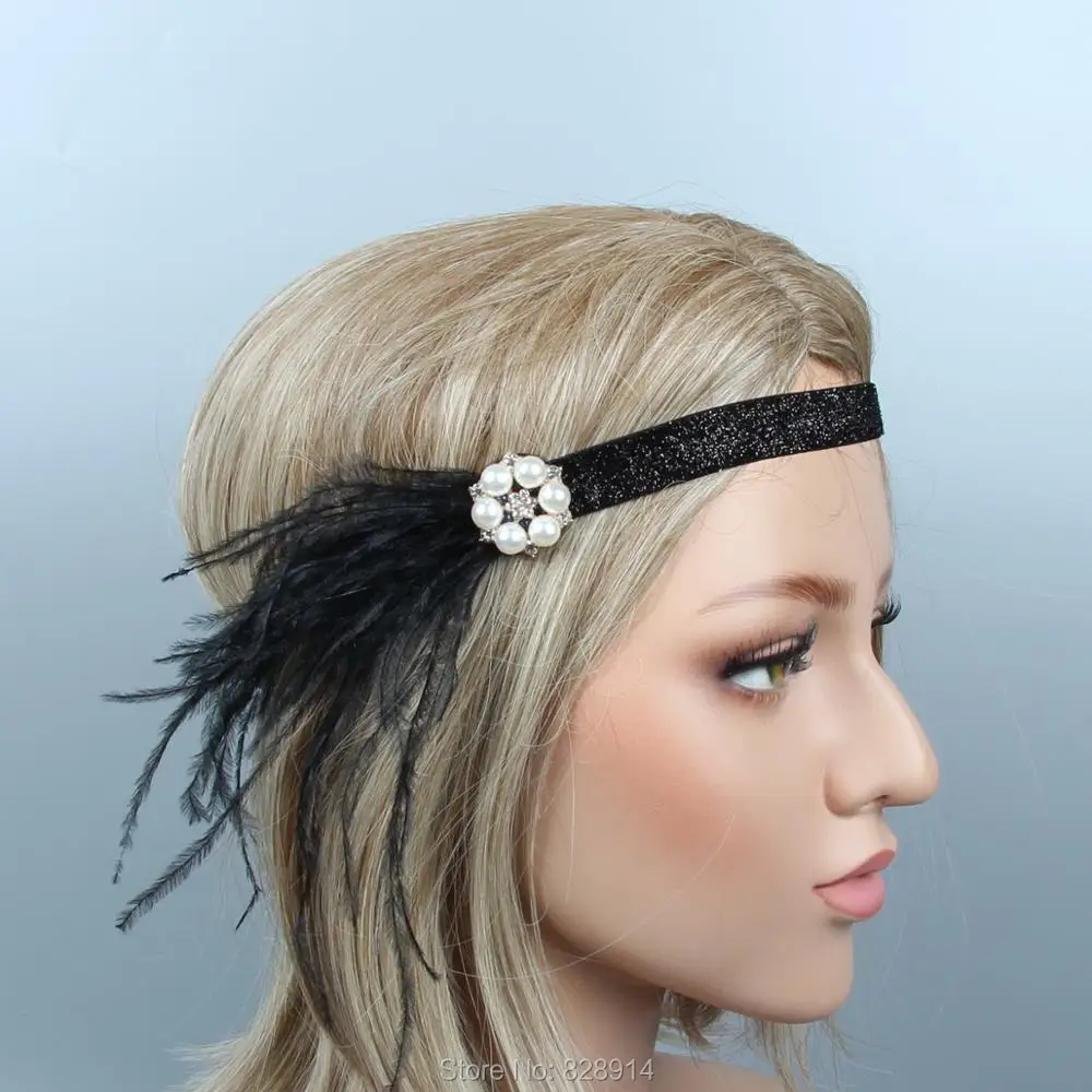 Новое поступление 1920-х Гэтсби флаппер головной убор кристалл невесты слоновая