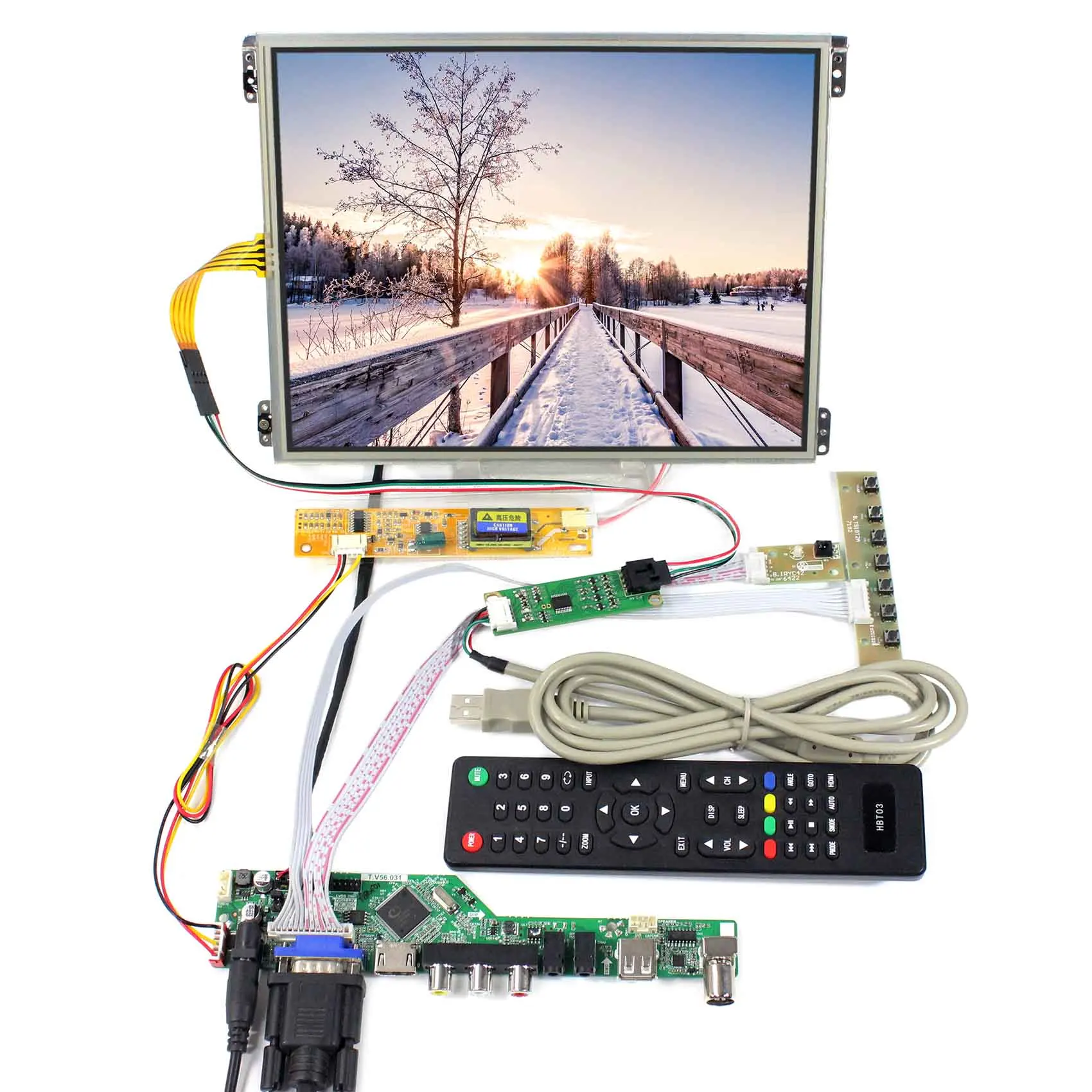 

HD MI VGA AV USB RF LCD Board Work with 10.4inch 1024X768 IPS LCD Screen HT10X21-311 With Touch Panel
