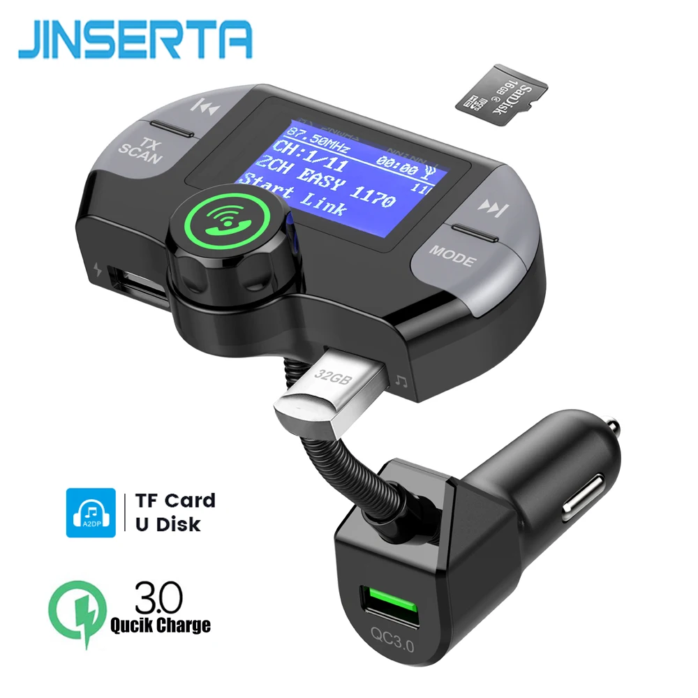 JINSERTA приемник dab Автомобильный Bluetooth MP3-плеер fm-передатчик 3 порта QC3.0 USB быстрое