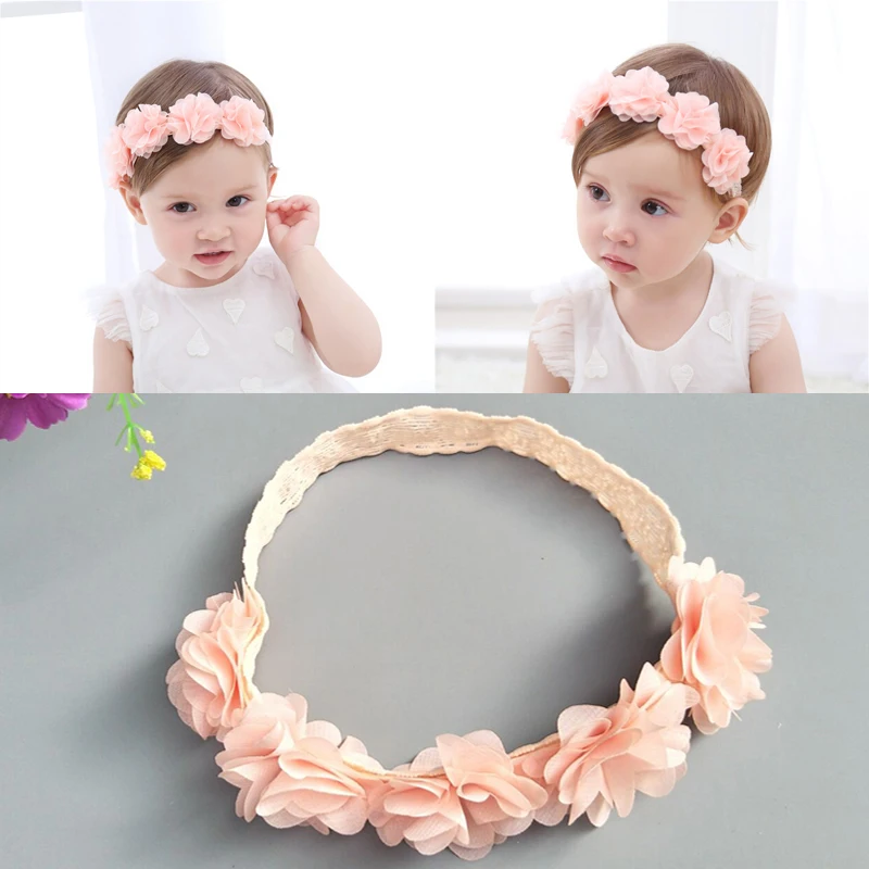 M MISM/ободки для новорожденных из шифона с цветочным узором кружевные резинки