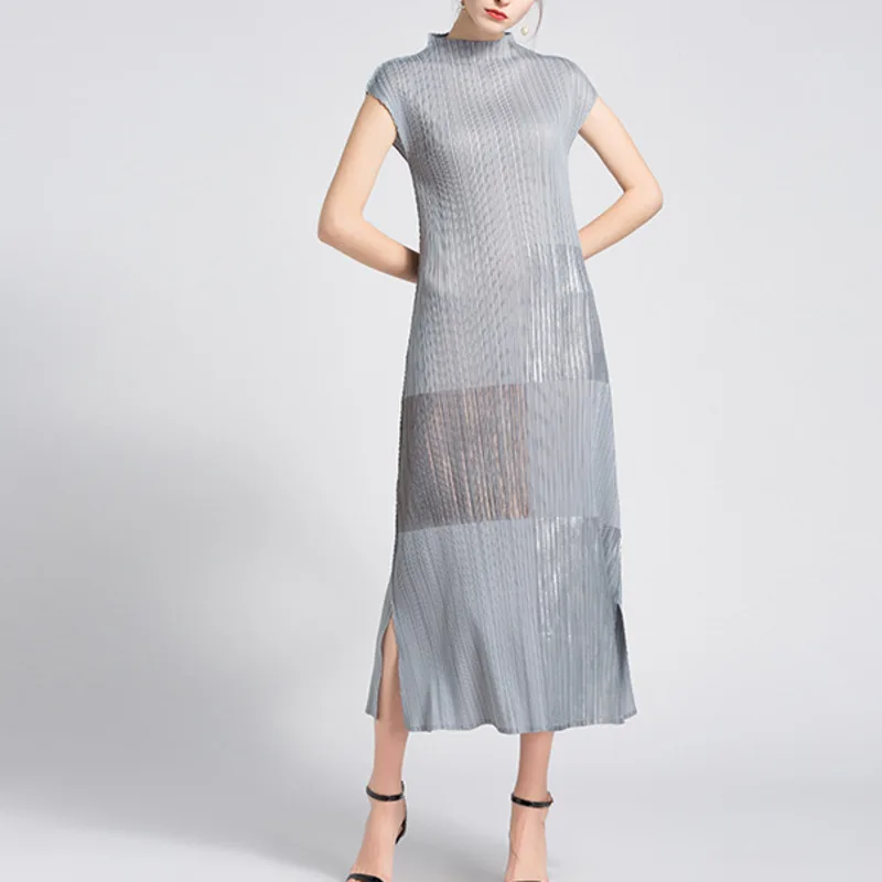 Женское плиссированное платье LANMREM повседневное свободное однотонное с