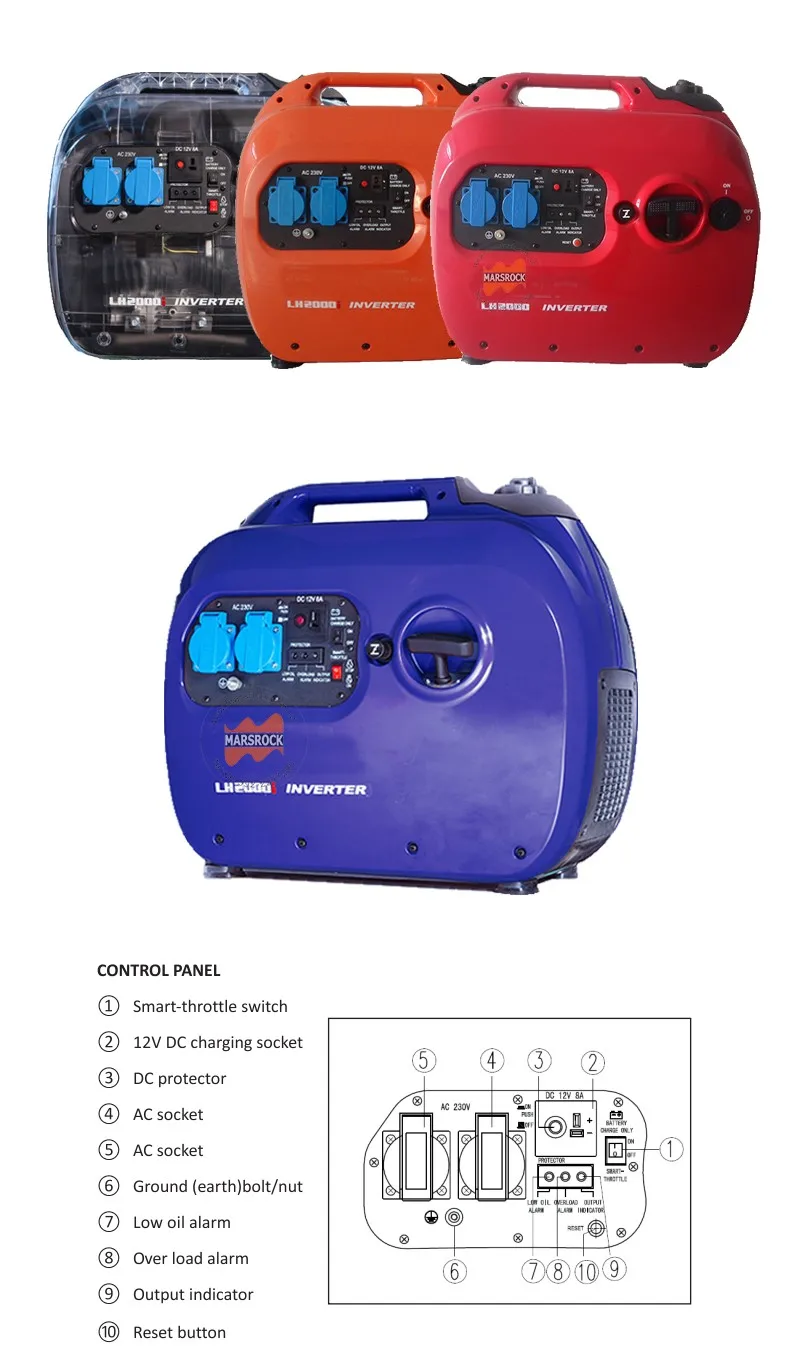 2KW 79cc 5L 120 V/230 V большой емкости стабильный выход низкая Шум светильник вес простота в эксплуатации samll портативный инверторный генератор газа