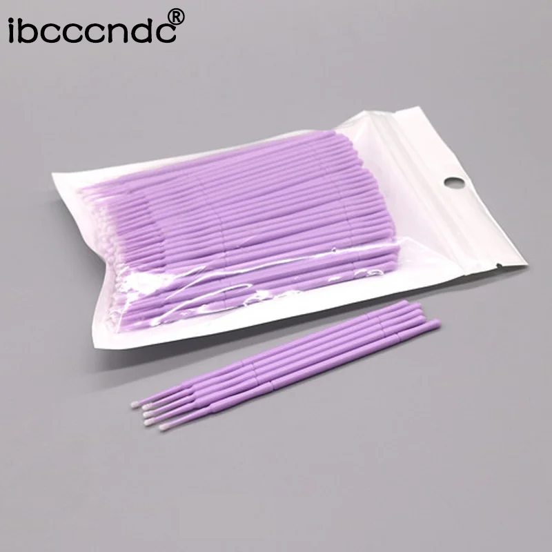 Одноразовые кисти для макияжа 100 шт./упак. тампон Microbrushes наращивания ресниц прочный Micro индивидуальные Аппликаторы ватным тампоном - Цвет: light purple